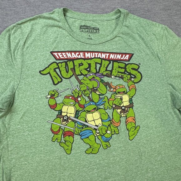 Teenage Mutant Ninja Turtles Green Heathered Graphic T-Shirt Nickelodeon  Mens L - Picture 4 of 10